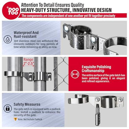 Stainless Steel 1-7/8" x 2-3/8" Chain Link Gate Latch （Fit 1-7/8" Gate Frame）, Heavy Duty Chain Link Fence Gate Fork Latch with Hole for Padlock 1Pack - color: 1-7/8"x2-3/8"