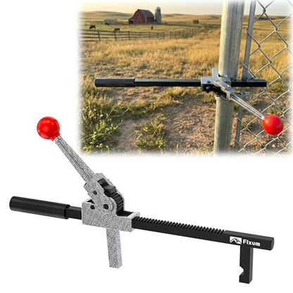 Chain Link Fence Stretcher Tool, Ratcheting Wire Fence Tightener & Puller for Woven Wire Fence, 3″–12″ Tension Range, 5° Tilted Base & Hooked Groove, One-Hand Operation for Farm & Yard - color: Black