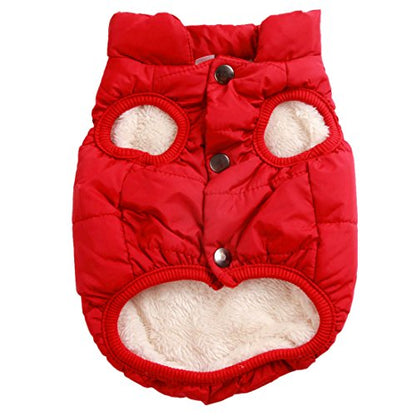 JoyDaog Fleece Lined Dog Jacket for Small Dogs,Winter Dog Coat,Red S - color: Red, size: Small