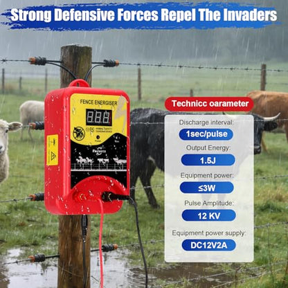Electric Fence Charger for Livestock, Electric Fence Charger, Fence Energizer 12KV Effectively Repel Predators, Fence Charger Ensure Secure Livestock Containmen,Supply for Diverse Farm Needs - size: style 1