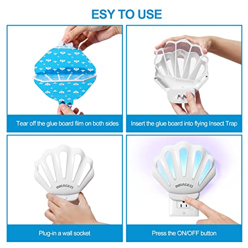 Flying Insect Trap Refill Kit Plug-in Sticky Card Plug Refills | Replacement Glue Cards for HU002 Insect Trap (5 Pack-Refill, Transparent) - size: 5 Pcs-Refill