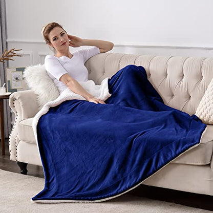 SOCHOW Sherpa Fleece Throw Blanket, Blue, 60x80 inches - color: Blue, size: 60"×80"