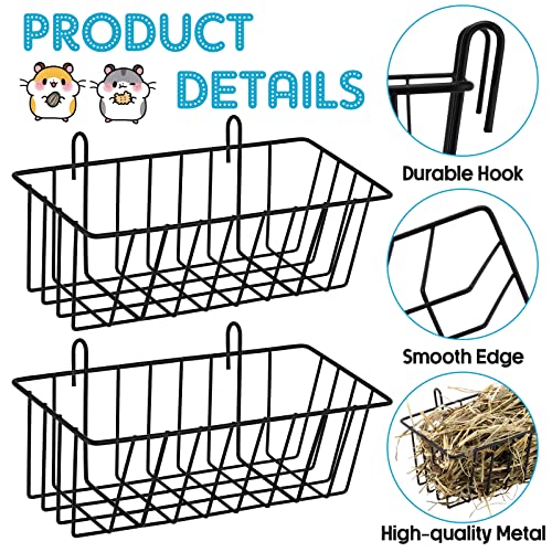 Therwen 4 Pcs Rabbit Hay Feeder Guinea Pig Heavy Duty Metal Frame Hay Rack with Hooks Cage Hanging Holder for Bunny Chinchilla Small Animals Accessories(9.1 x 3.9 x 3 Inches) - size: 9.1 x 3.9 x 3 Inches