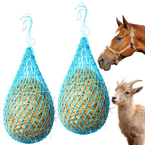 2 Pcs Hay Nets for Horses Slow Feed,40'' Horses Hay Nets,Blue - color: Blue