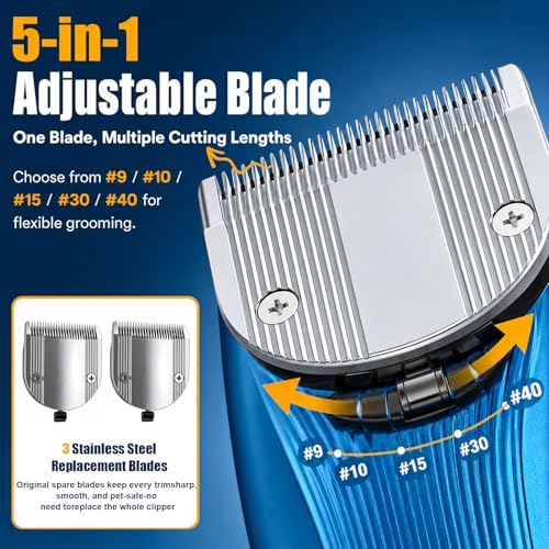 Professional Dog Grooming Clippers, Cordless Pet Hair Clipper - color: Blue