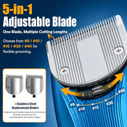 Professional Dog Grooming Clippers, Cordless Pet Hair Clipper - color: Blue