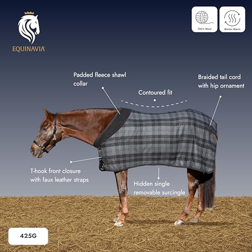 Equinavia Ulla Wool Cooler - Navy/Green - 76 in - color: Navy/Green, size: 76 in