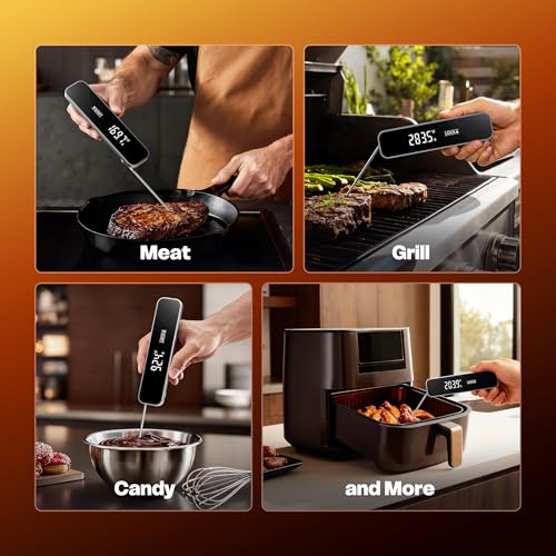 0.3 Sec Instant Read Meat Thermometer Digital for Grilling, Grey