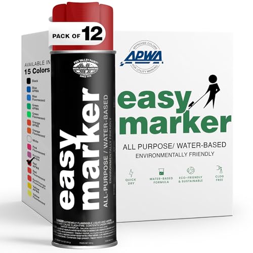 Fox Valley Easy Marker Inverted Spray Paint 16oz Pack of 12, Red