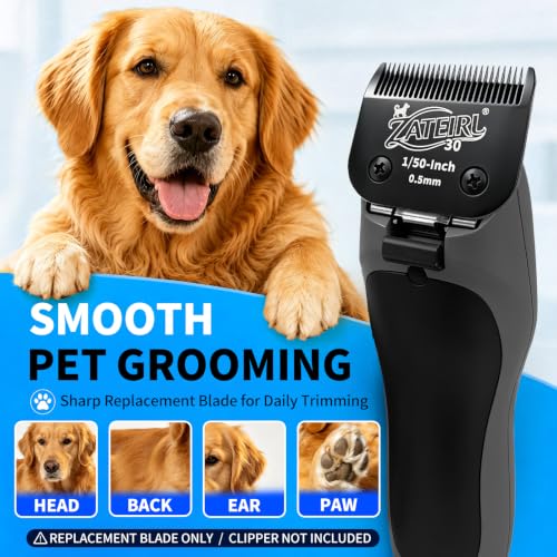 Size 30 Detachable Pet Grooming Clipper Blade with Steel Cutter, 1/50 Inch (0.5 mm) Cut Length, Black, Compatible with Andis, Oster A5, Wahl KM10, 3 Pack - color: Black, size: 30# 0.5mm - 3 Pack