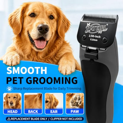 Size 30 Detachable Pet Grooming Clipper Blade with Steel Cutter, 1/50 Inch (0.5 mm) Cut Length, Black, Compatible with Andis, Oster A5, Wahl KM10, 3 Pack - color: Black, size: 30# 0.5mm - 3 Pack