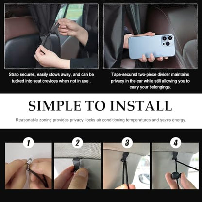 3PCS Car Privacy Curtain, Vehicle Blackout Divider Curtain with 2 Rear Side Window Shades, Car Sunshade Screen Cover Blocks Light for Sleeping Camping Fit Sedan SUV Truck - color: 3pcs