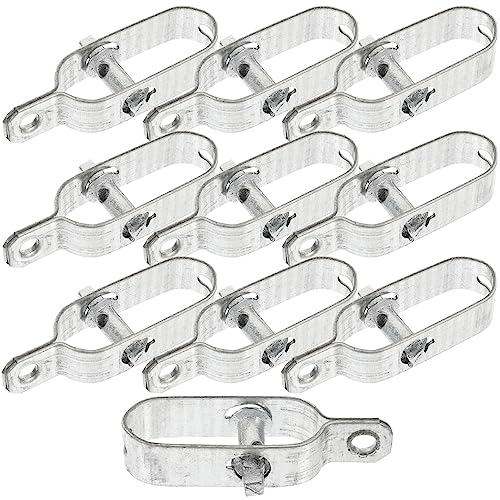 Yardwe Wire Tensioner, 10Pcs Heavy Duty Galvanized Iron Rope Tighteners for Garden Electric Fence and Farm Use, 3 93 X 1 06 X 0 78 Inch, Silver