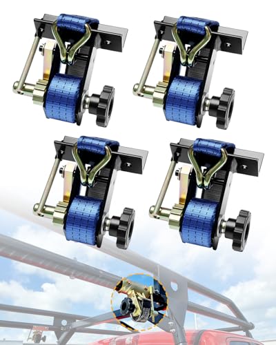Ladder Rack Ratchet Straps, Truck Rack Straps, 1.4" Black Square Tube Mount - color: Blue (4 pcs), size: Black Square Tube