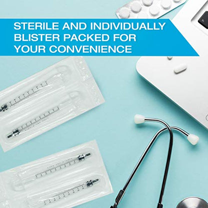 5ml Syringe Without Needle Luer Lock 100 Pack by Tilcare - Sterile Plastic Medicine Droppers for Children, Pets or Adults – Latex-Free Oral Medication Dispenser - Syringes for Glue and Epoxy