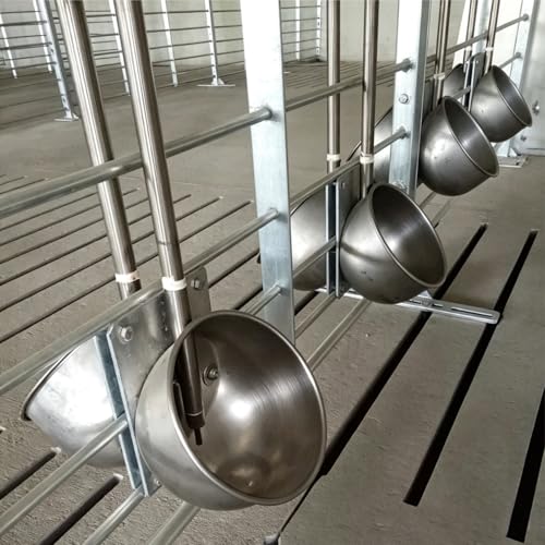 Pig Waterer Automatic Hog Waterer with 1/2" NPT(F) Thread | Heavy Duty Stainless Steel Livestock Water Trough for Swine Hog Pigs Sows, 8.3 Inches in Diameter, Large