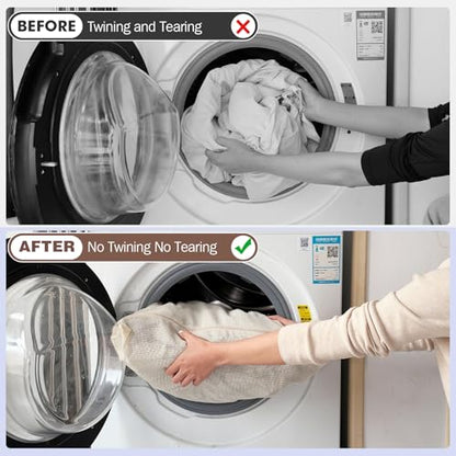 100% Cotton Mesh Laundry Bags, Premium Soft, No Dye, Set of 4, Natural - size: XXL+XL+L+M