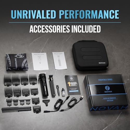 Novah Professional Hair Clippers for Men, Professional Barber Clippers and Trimmer Set, Mens Cordless Clipper, Fade Haircut Kit, Electric Hair Cut Machines