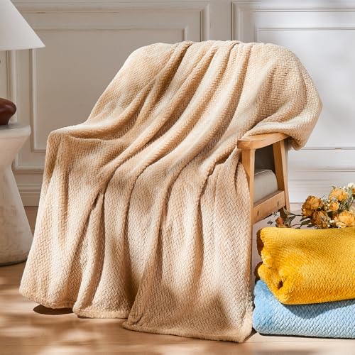 NEWCOSPLAY Fleece Leaves Pattern Twin Blanket, Brown, 60"x80" - color: Brown, size: Twin(60"x80")