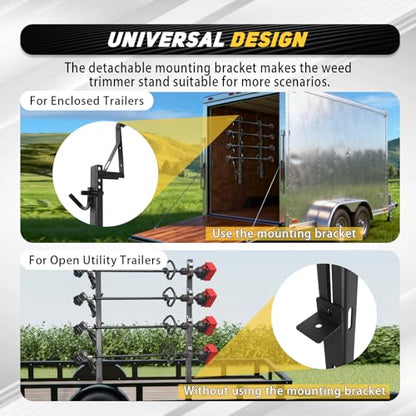 Black 4 Place Trimmer Weed Eater Rack for Enclosed & Open Trailer - size: 4 lock
