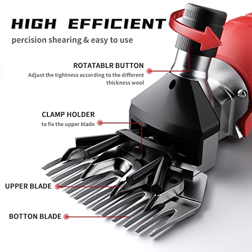 Cordless Electric Professional Sheep Shears, Sheep Clippers with 2 PCS Rechargeable Lithium Battery, 6 Speeds Heavy Duty Animal Grooming Clippers for Sheep Alpacas Goats Horse