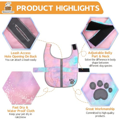 Queenmore Dog Winter Coat, Cold Weather Fleece Dog Jacket, Small Dog Coat - color: Tie-Dye, size: X-Small