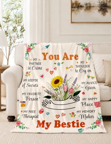 for Women, Friendship Birthday Gifts Bestie Blanket | Gifts for Friends Sister Female Bff,Soul Sister Gifts for Women, Cozy Soft Flannel Throw Blanket Graduation Gifts 50*60 - color: Bestite