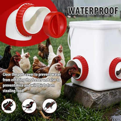 6PACK No Waste Chicken Feeder Ports, Chicken Feeder Cups for Bucket - size: 6 port with holesaw
