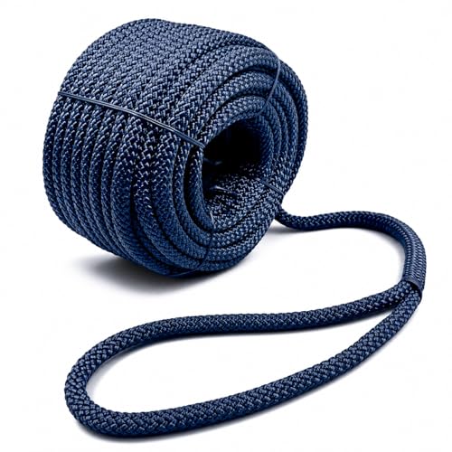 Heavy Duty Braided PP/Polyester/Nylon Rope, Weather-Resistant & Waterproof Rope for Pool, Marine, Camping, Household Use, Construction & Rigging Applications (Navy with Loop, 1/2in X 98FT(32 Strands)) - color: Navy, size: 1/2in X 98FT(32 Strands)