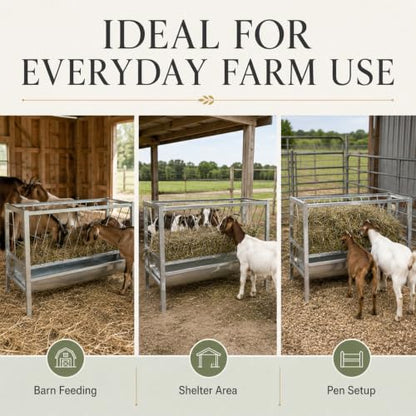 94 Gallon Livestock Hay Feeder, Large Capacity Outdoor Feed Storage Bin