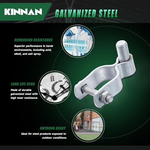 KINNAN 1-3/8" Chain Link Fence Gate Male Hinge, Heavy Duty Galvanized Steel, Gate Hinges with Bolts and Nuts, Durable Fence Hardware for Secure and Long Lasting, Easy Installation(2 Pack) - size: 1-3/8
