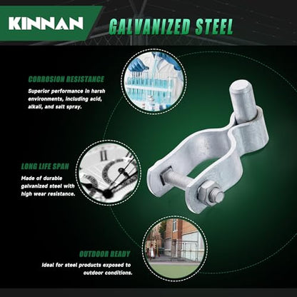 KINNAN 1-3/8" Chain Link Fence Gate Male Hinge, Heavy Duty Galvanized Steel, Gate Hinges with Bolts and Nuts, Durable Fence Hardware for Secure and Long Lasting, Easy Installation(2 Pack) - size: 1-3/8