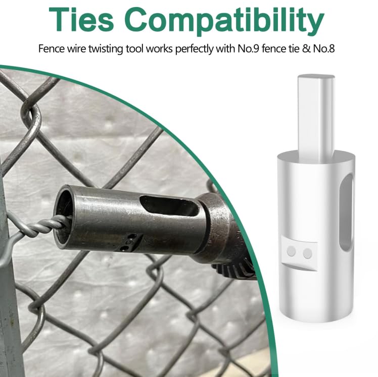 EZ Twist Fence Ties, Chain Link Fence Ties Tool - 9 Gauge Drill Chuck Tool Compatible 3/8” Chuck Power Drills For Fixing Chain Link Fence And Loop Fences