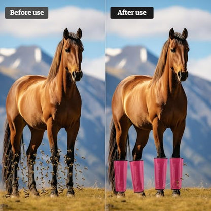 Mesh Horse Fly Boots, Pink, Set of 4 - color: Pink