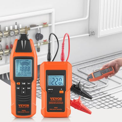 VEVOR Underground Cable Locator, 8 Ft Max Detect Depth Cable Tester, 12 to 600V (NVC) Wire Tracer Break Detector Finder, 6561Ft Detect Length for Electrical Circuits Pipelines Dog Fence Buried Cables