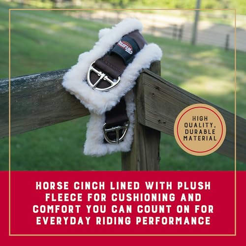Weaver Equine Super Horse Cinch, Anti-Slip Fleece Lined Saddle Cinch Girth with Flat Buckle, Western Horse Riding Supplies, ‎Brown/Maize