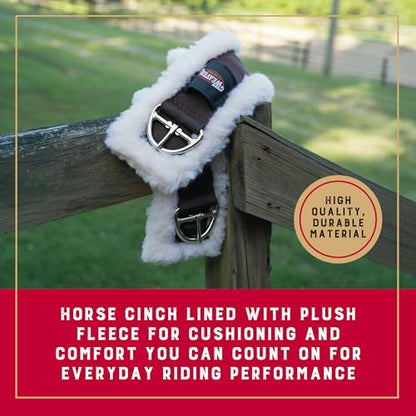 Weaver Equine Super Horse Cinch, Anti-Slip Fleece Lined Saddle Cinch Girth with Flat Buckle, Western Horse Riding Supplies, ‎Brown/Maize