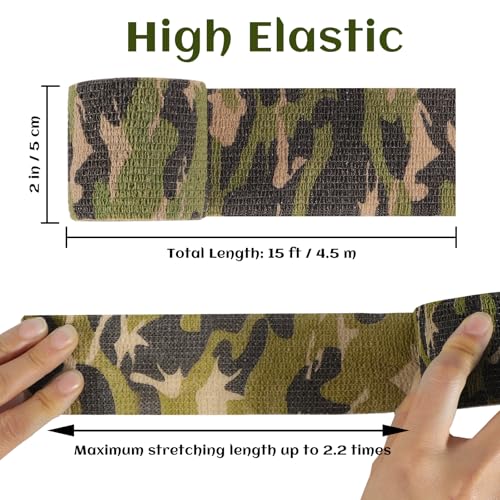24 Rolls Elastic Self Adhesive Bandage Wrap 2 inch, Breathable Non Woven Cohesive Bandage, Vet Wrap for Dogs, Ankle Sprains Swelling Tape, Sports Athletic Tape (Jungle Camo) - color: 2 Inch-24 Count Jungle Camo