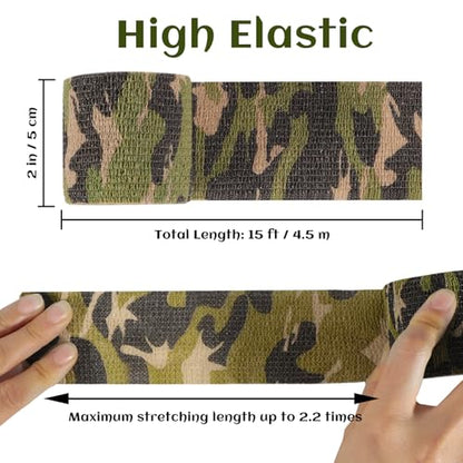 24 Rolls Elastic Self Adhesive Bandage Wrap 2 inch, Breathable Non Woven Cohesive Bandage, Vet Wrap for Dogs, Ankle Sprains Swelling Tape, Sports Athletic Tape (Jungle Camo) - color: 2 Inch-24 Count Jungle Camo