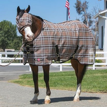 Kensington Fly Mask Web Trim — Protects Horses Face and Eyes From sun While Allowing Full Visibility — Ears and Forelock Able to Come Through the Mask, Medium, Deluxe Black - size: M (Small Horse)
