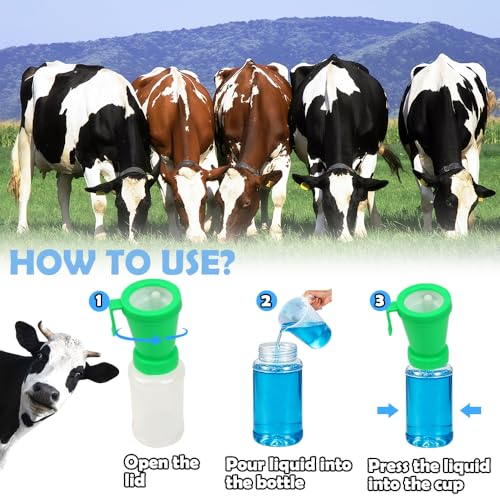 DQITJ 2 Pack Teat Dip Cup Non Reflow Nipple Cleaning Disinfection Dip Cup for Cow Sheep Goat (350ml, Green)