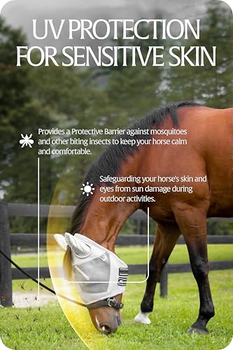Equinavia Algard Soft Mesh Horse Fly Mask with Ears, 45 SPF UV Protection - color: Silver, size: Pony
