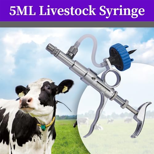 5ml Continuous Self-Refilling Livestock Syringe, 10 Needles Included