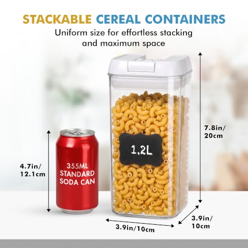 Shazo 6 PC 1.2L Clear Plastic Airtight Pantry Storage Containers with Lids - color: Matte White