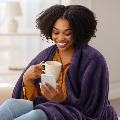 Utopia Bedding Ultra Soft Fleece Bed Blanket Throw Size Purple (50x60 Inch) - color: Purple, size: Throw (50x60 Inch)