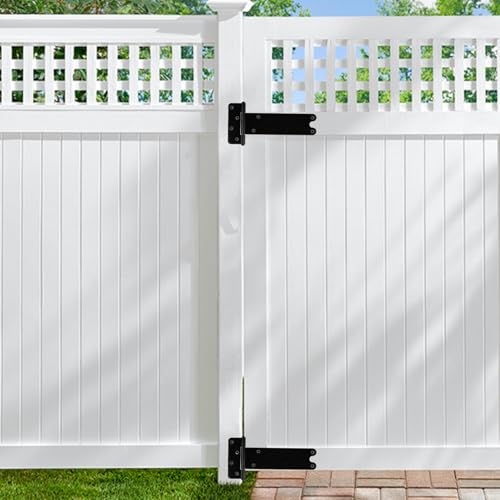 6 Pack 8” Heavy Duty Gate Hinges,300 Lbs Capacity Black Door Hinges | T Gate Hinges, Wrought Hardware for Wooden Fences, Barn Door, Screws Included (8 inches - 6 Pack) -Patent Pending - size: 8 inches - 6 Pack