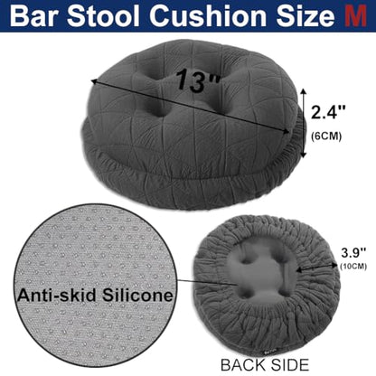 BUYUE Round Bar Stool Seat Cushion, Dia.13 Luxury Fashion Jacquard with Anti-Skid Silicone Bar Stool Cushion Padded (Dark Grey, M,1 Count) - color: Dark Grey, style: Round M
