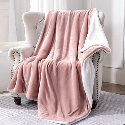 SOCHOW Sherpa Fleece Throw Blanket, Dusty Pink, 50x60 inches - color: Dusty Pink, size: 50"×60"