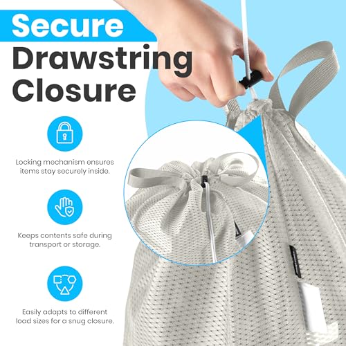 Handy Laundry Mesh XL Laundry Bag 24"x36" with Shoulder Strap, Grey | XL 24x36 Mesh Laundry Bag, Handles & Shoulder Strap, Breathable, Machine Washable, Dorm Travel Bedding, Grey - color: Grey, size: 1-Pack