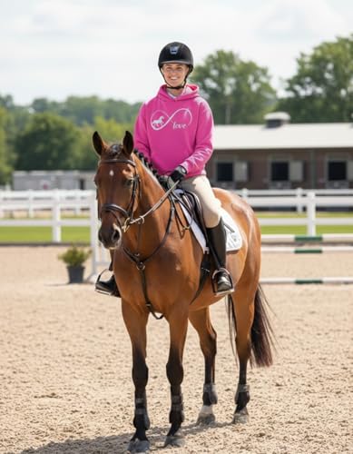 Tstars Infinity Love Horse Hoodie Women Teen Girls Equestrian Riding - color: Infinity / Pink, size: Medium